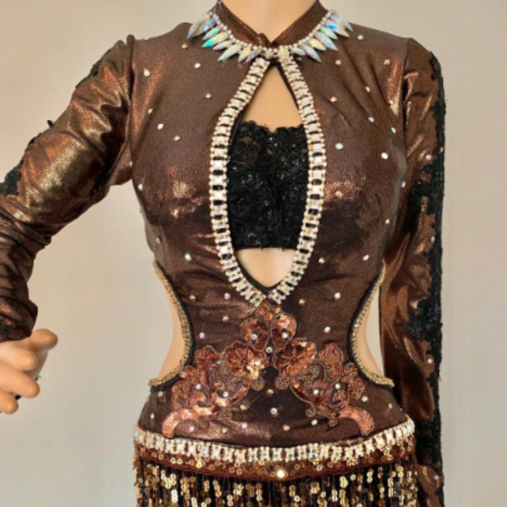 Gold and Brown Custom Dance Costume